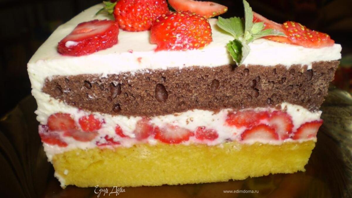 Клубничный торт с творожным кремом "Мохито"