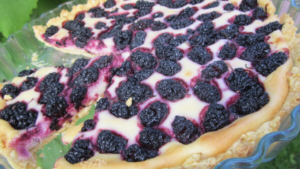 Тарт с шелковицей и творожным пудингом.