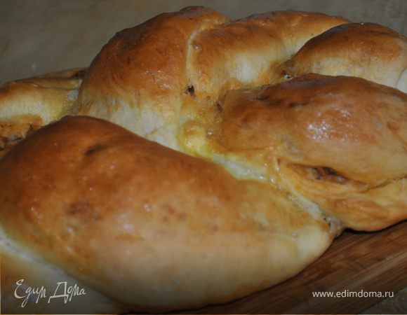 Пирог-коса с мясом и капустой