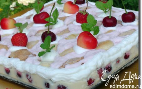 Рецепт Десертный торт "Клубнично-вишневая нежность"