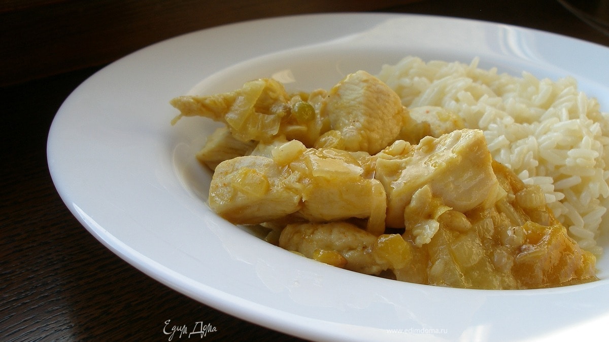 Курица с абрикосами и чечевицей