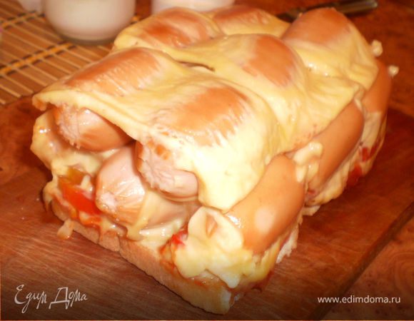 Сырная запеканка с сосисками. Пробный вариант.