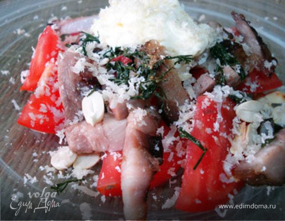 Теплый мясной салат