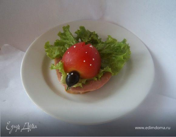 Бутерброд "Божья коровка" Бутерброд "Божья коровка"