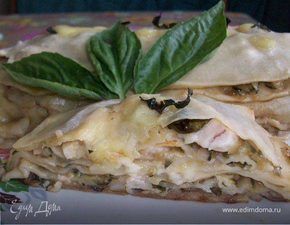 Лазанья с цукини и курицей