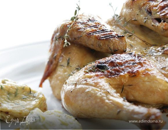 Цыплята с чесноком, тимьяном и лимоном Цыплята с чесноком, тимьяном и лимоном