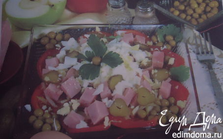 Рецепт Салат из ветчины с помидорами и огурцами