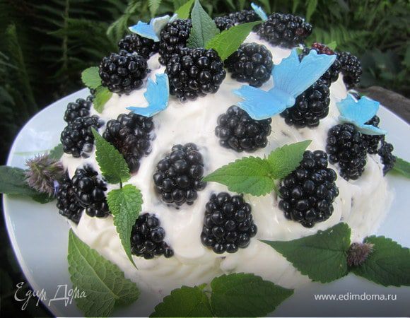 Торт "Полянка ежевики с бабочками и мятой"  для Галиюшеньки;)