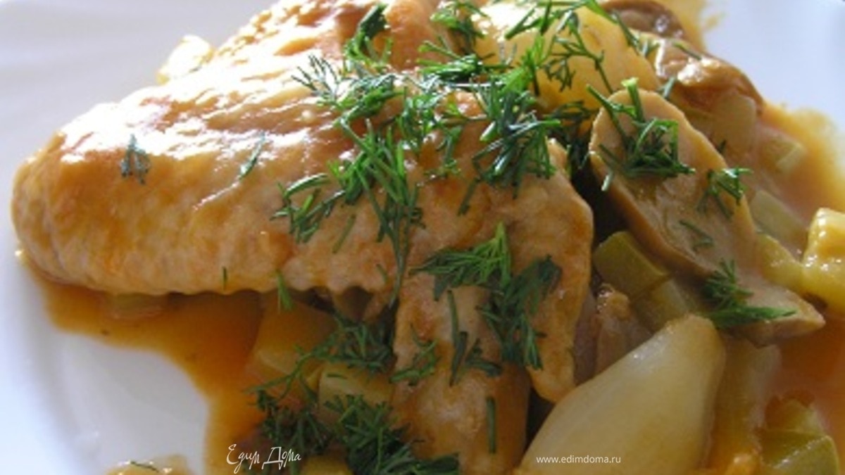 Курица в белом вине