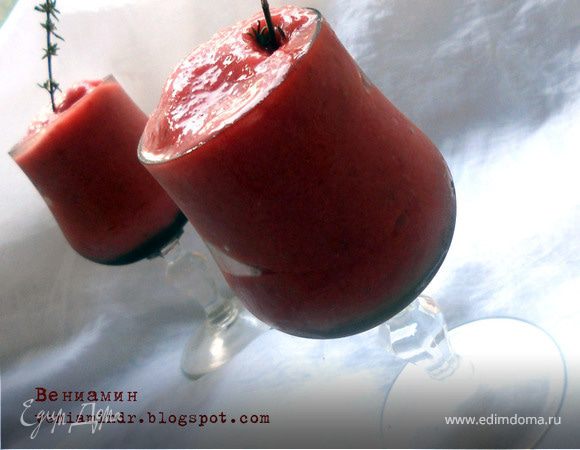 Персиковое сорбе с малиной