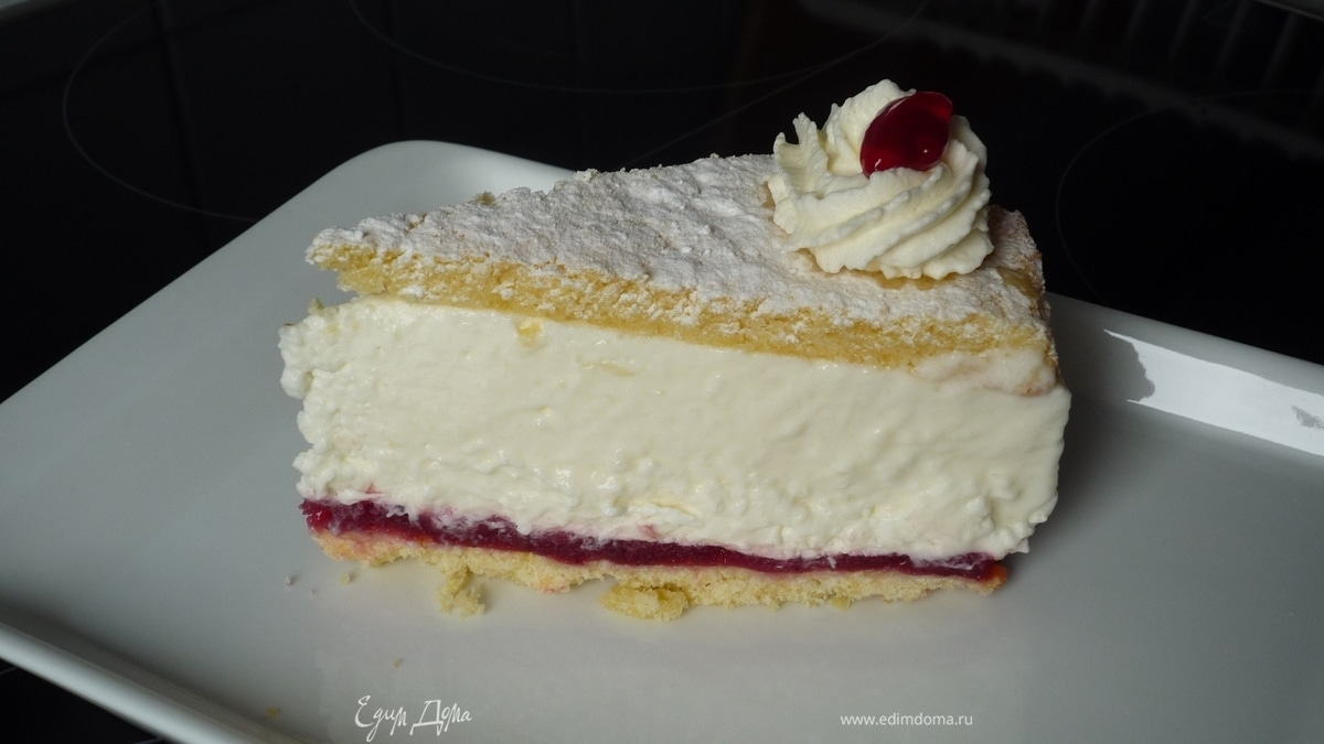 Творожно-сливочный торт с брусничной прослойкой