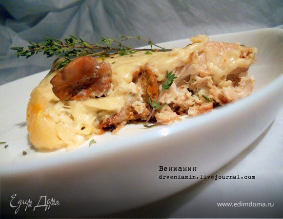 Фриттата с курицей и лисичками Фриттата с курицей и лисичками