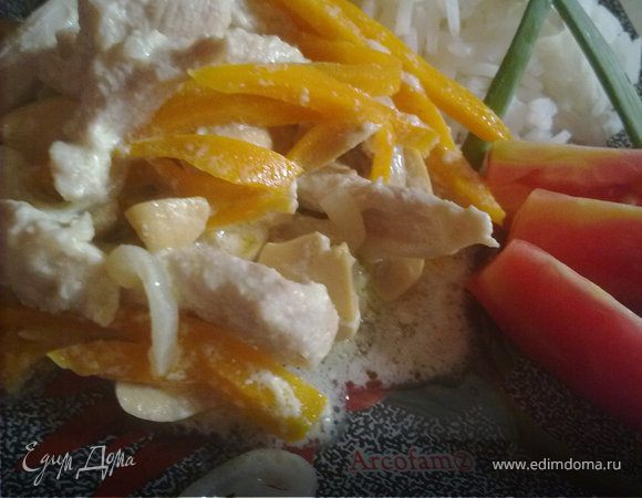 Индейка с грибами в сливочном соусе 