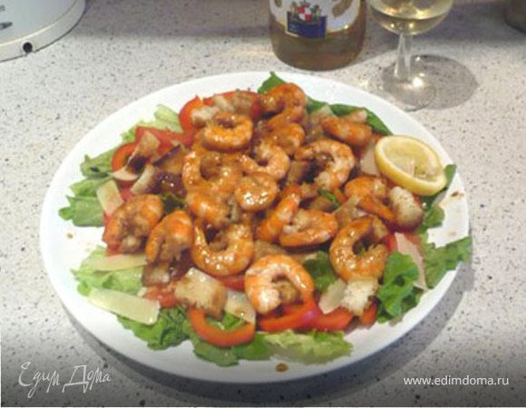 Салат "Цезарь с креветками"
