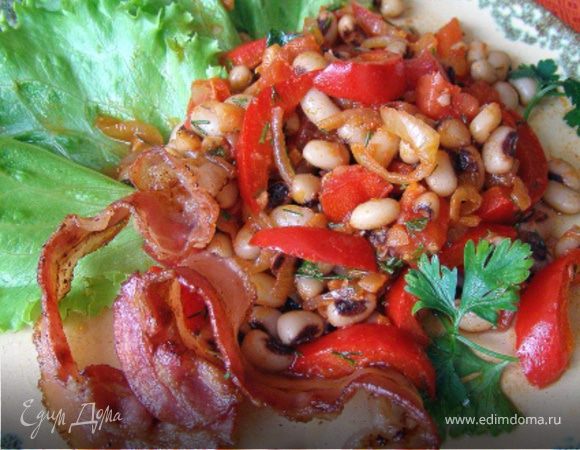 Салат с фасолью "чёрный глаз"