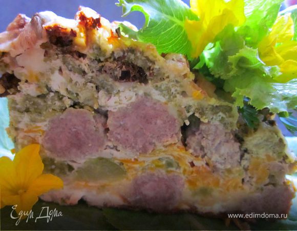 запеканка с брокколи и мясными шариками