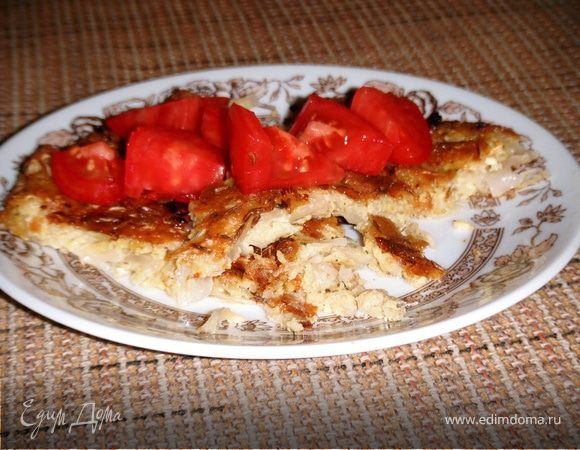 Запеченая капуста с луком и мариноваными помидорами