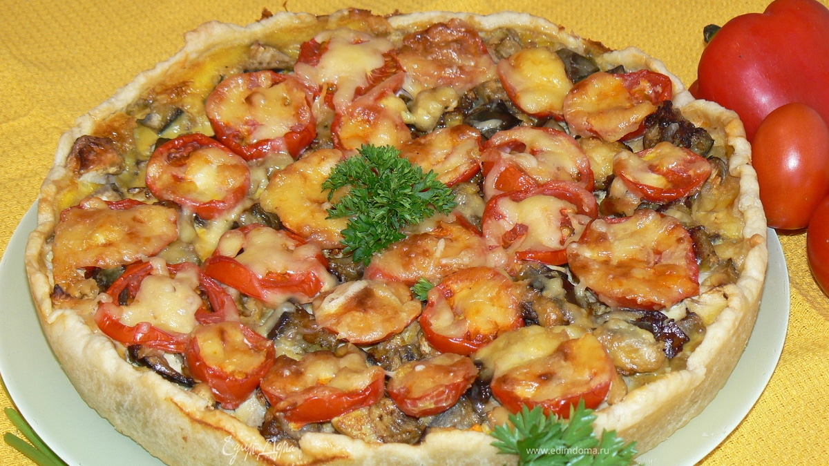 киш с баклажанами