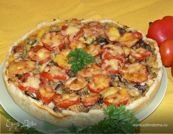 киш с баклажанами