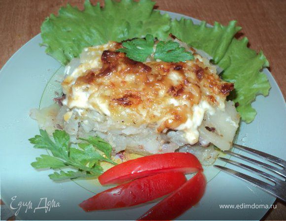 Картофель с отбивными по французски.