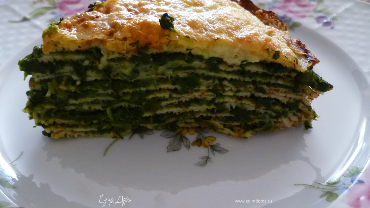 Торт из блинов и шпината