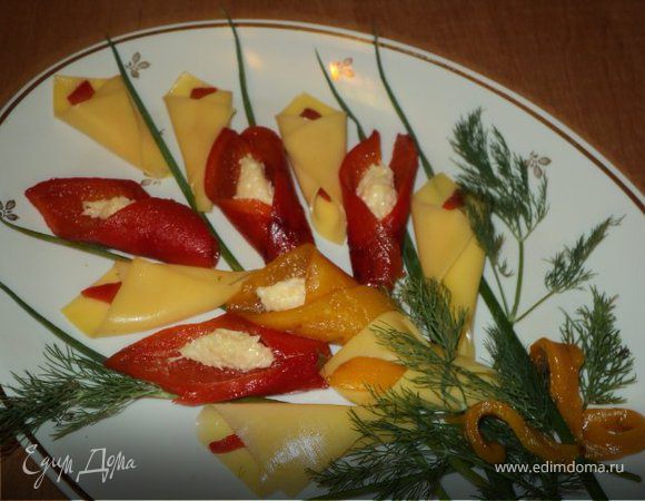 Закуска из перца и сыра « Каллы» и «Рулетики из баклажан»