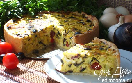 Рецепт Киш с кабачками и маслинами