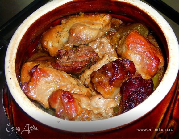 Жаркое с мясным ассорти и грибами