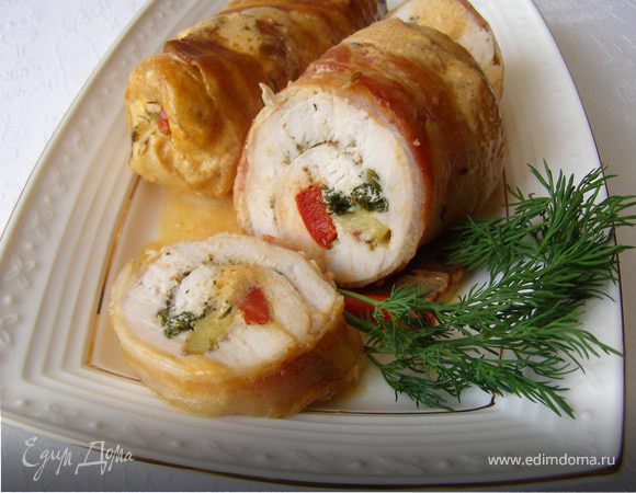 Рулеты из куриных грудок с овощами