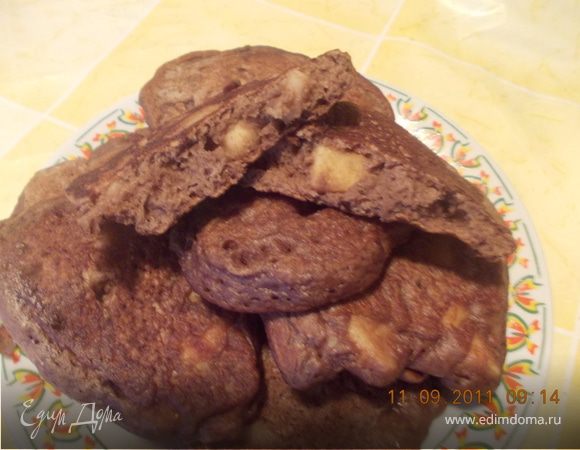 шоколадные оладушки с яблоками шоколадные оладушки с яблоками