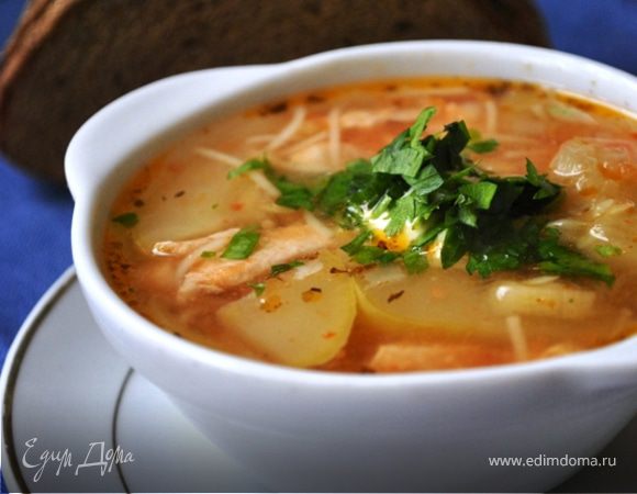 Французский куриный суп с кабачками Французский куриный суп с кабачками