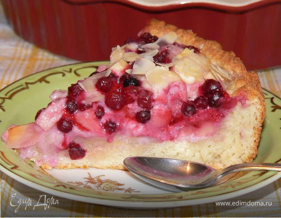 Творожный пирог с грушами и брусникой Творожный пирог с грушами и брусникой