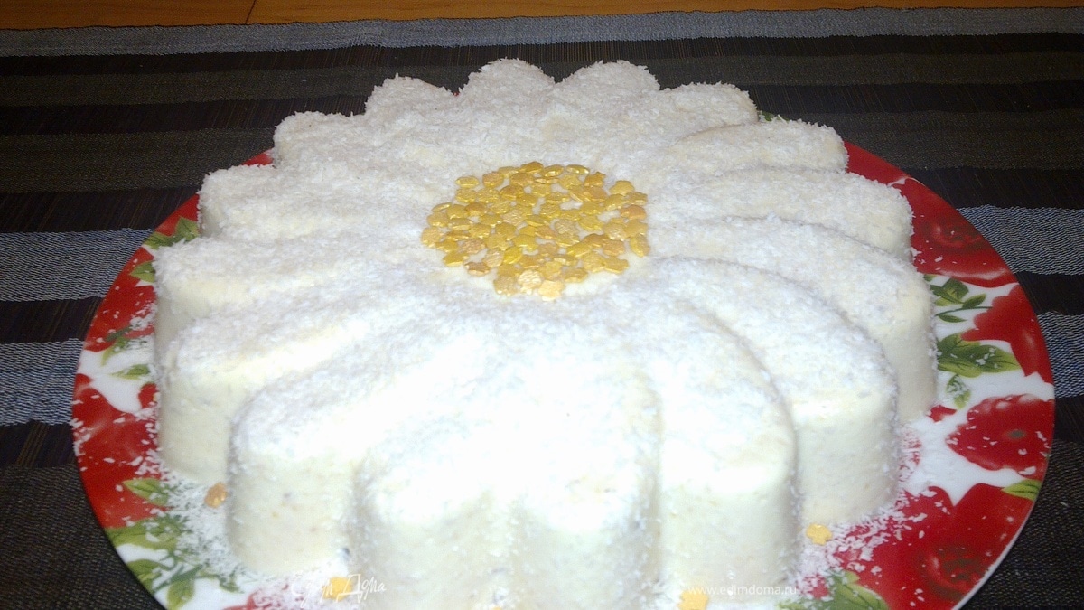 Персиковый торт -суфле "Нежная ромашка"