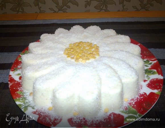 Персиковый торт -суфле "Нежная ромашка"