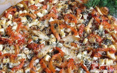 Рецепт Пицца с курицей, грибами и адыгейским сыром