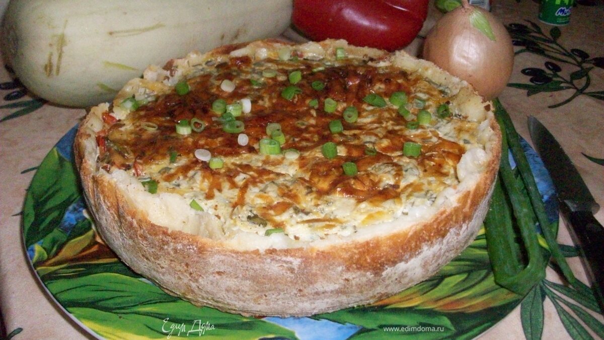 Открытый пирог с кабачками