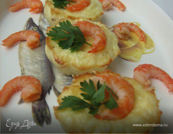 Мини-фритата с креветками и пармезаном 