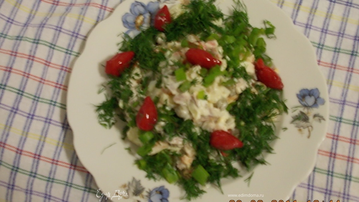 Импровизация на тему ОЛИВЬЕ с морковью,бужениной и зелёным луком