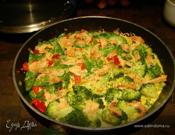 Фриттата с брокколи и копченым лососем Фриттата с брокколи и копченым лососем