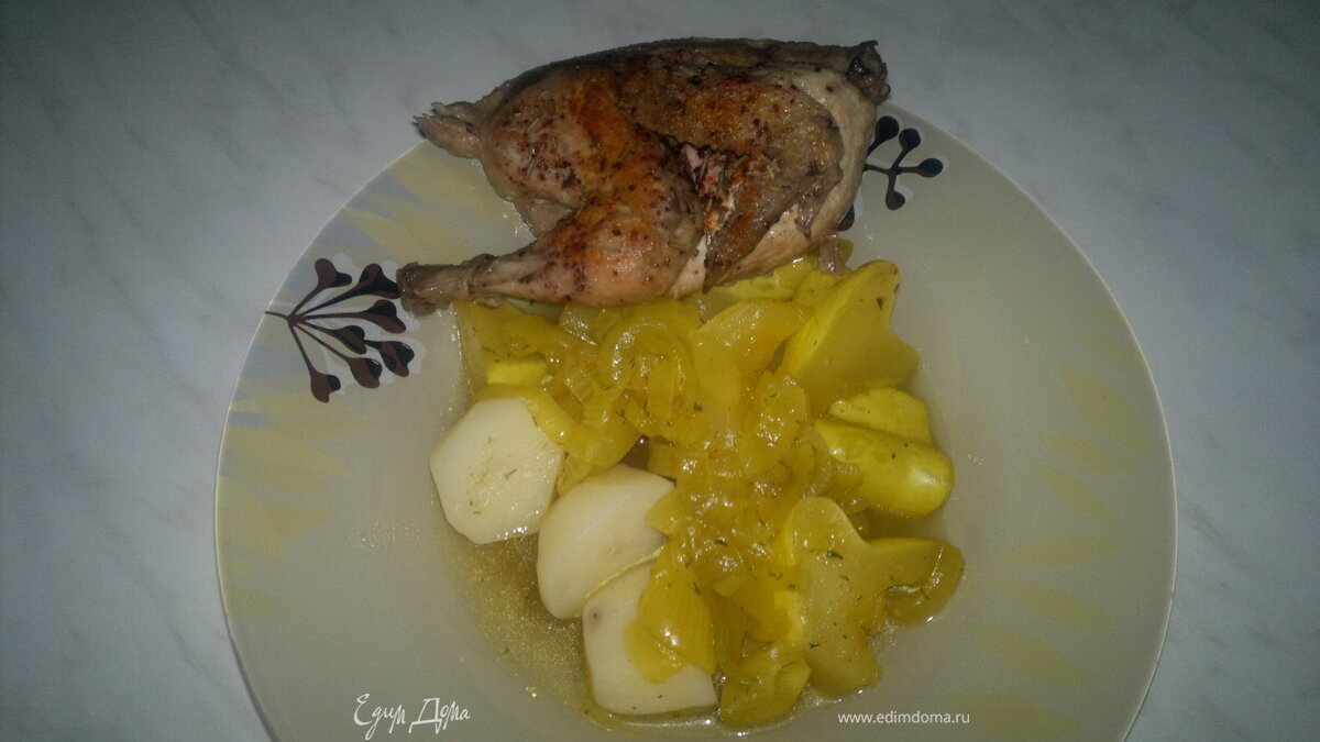 Цыпленок чили массала и патиссон с картофелем