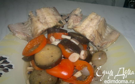Рецепт Сом в мятном бульоне и фасоль с овощами