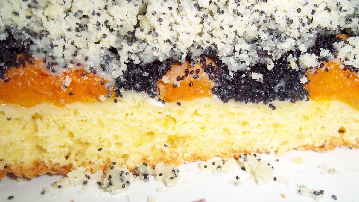 Пирог творожный с абрикосово-маковой начинкой