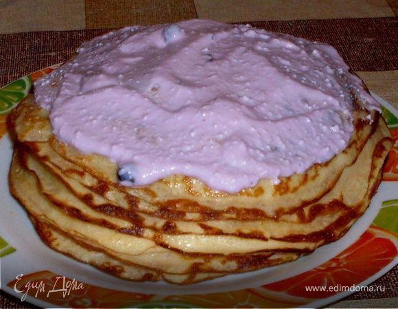 Блины заварные с творожно-ягодной начинкой