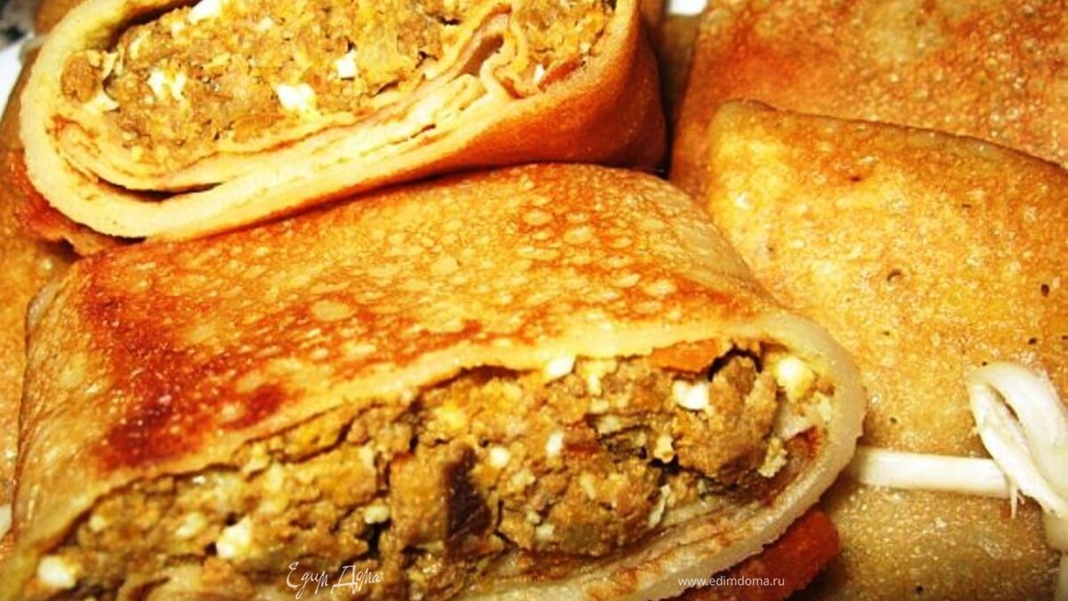 Блинные посылочки с печенью