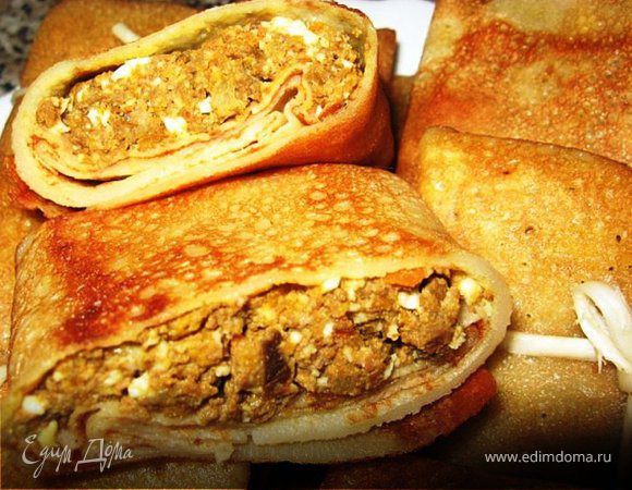 Блинные посылочки с печенью