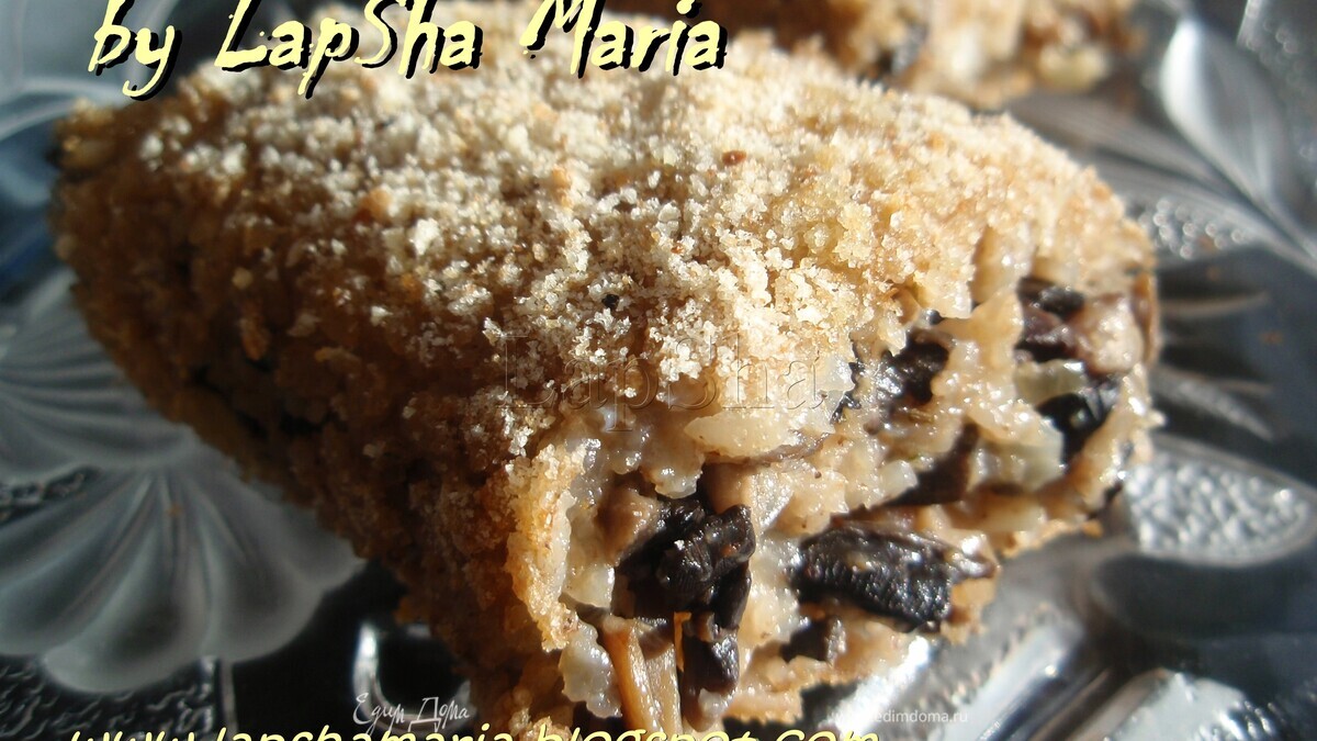 Рулет из гречневых хлопьев с грибами