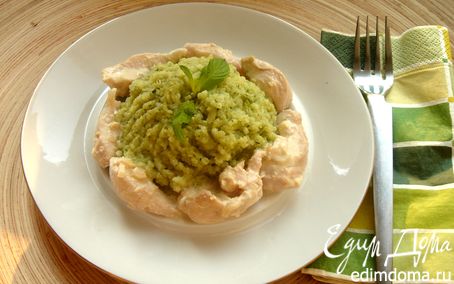 Рецепт Курица в сливочном соусе с зелёным рисом