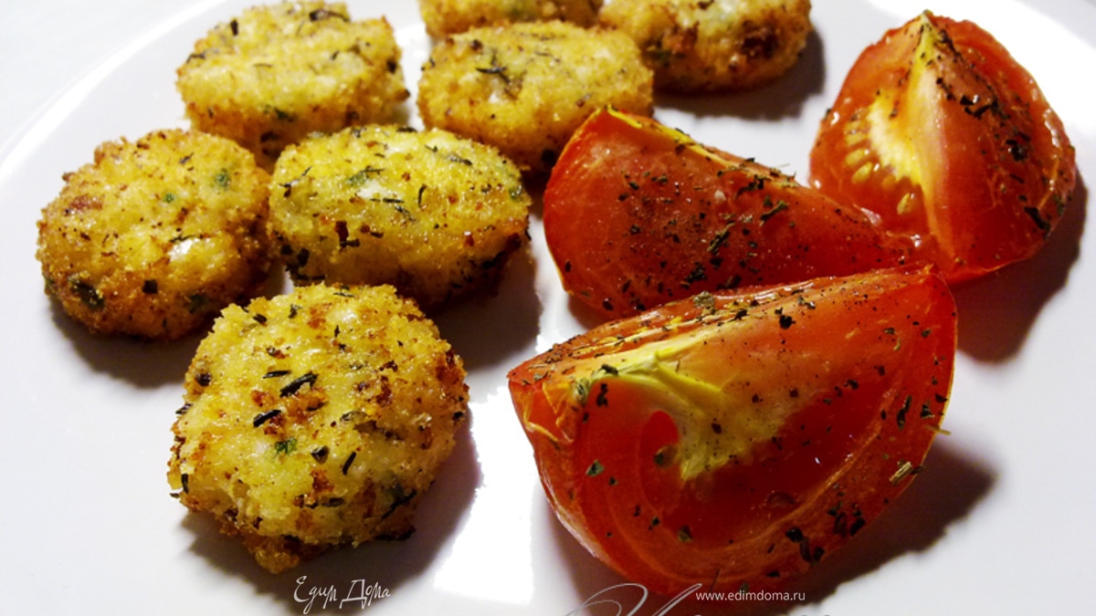 Сырные шарики с запеченными помидорами