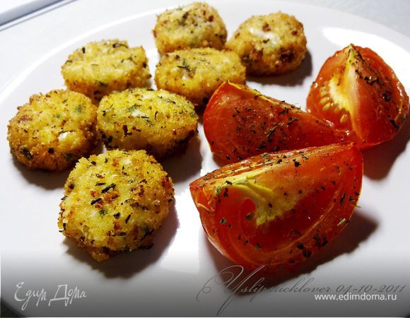Сырные шарики с запеченными помидорами Сырные шарики с запеченными помидорами