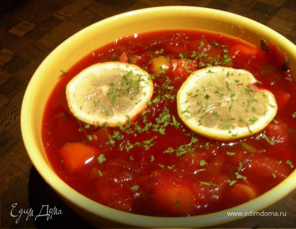 Борщ с баклажанами и сладким перцем Борщ с баклажанами и сладким перцем